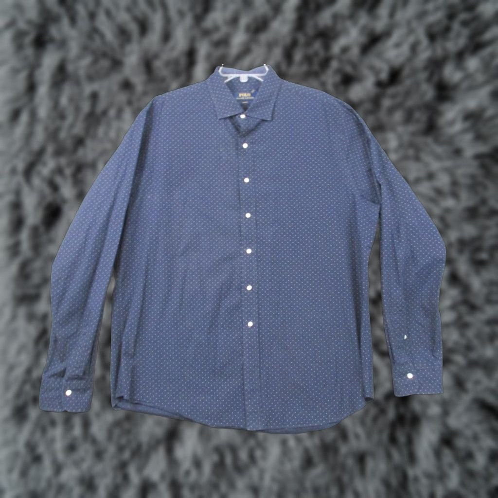 Polo Ralph Lauren Polo Ralph Shirt XXL Blue Dot Long Sleeve Slim Fit Button-Up Shirt Mens Class ic Polo Ralph Lauren Slim Fit Dot Blue Long Sleeve Shirt Size US XXL / EU 58 / 5 - 1 Thumbnail
