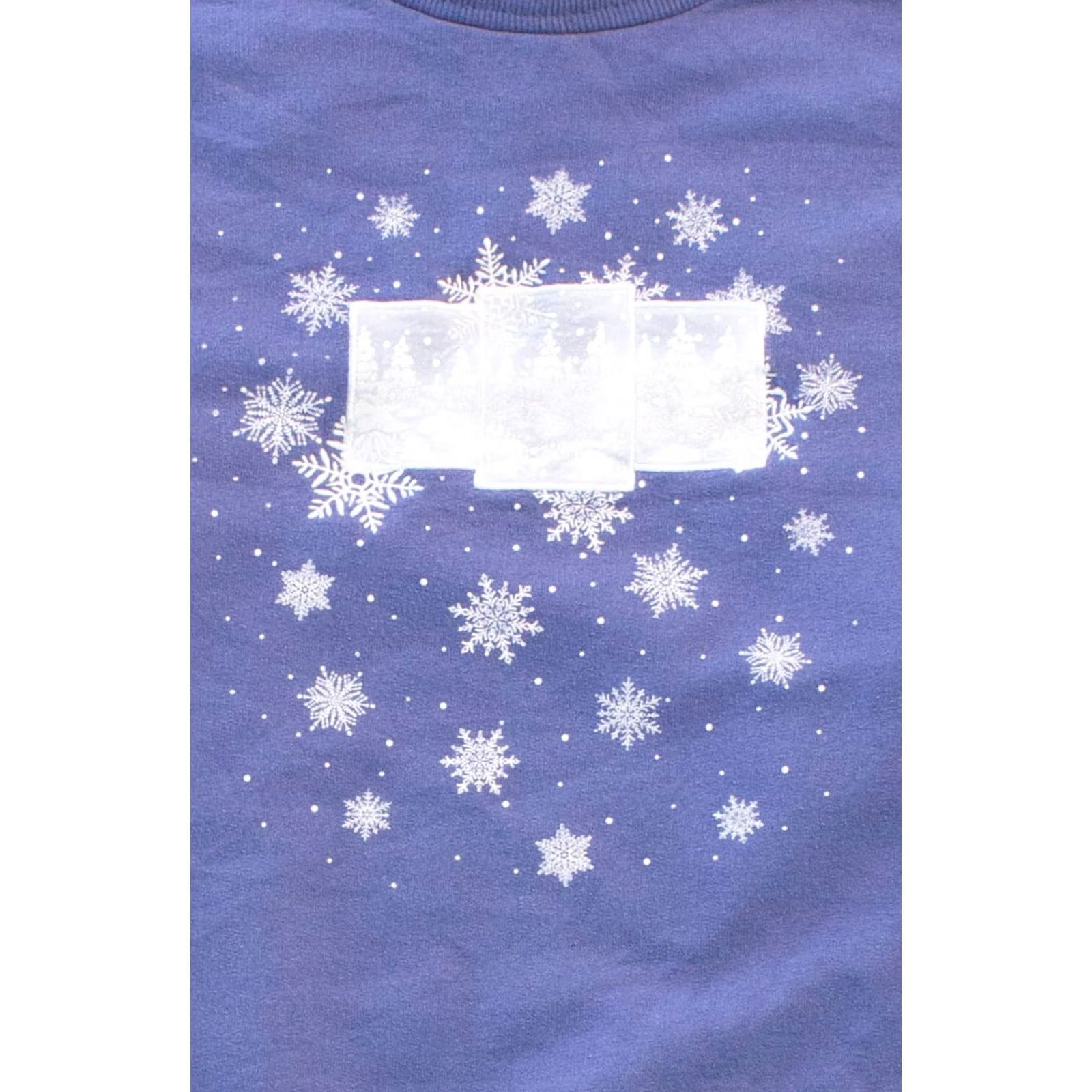 Vintage VINTAGE Blue Ugly Christmas Sweatshirt 55792 Large Regular Blue Christmas Snowflakes 1990s Cotton Polyester Mens Womens Size L / US 10 / IT 46 - 2 Thumbnail