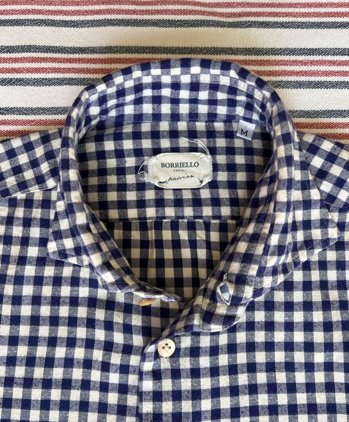 Borriello Napoli Borriello Napoli Checked Shirt Mens Light Blue Cotton Size US M / EU 48-50 / 2 - 4 Thumbnail