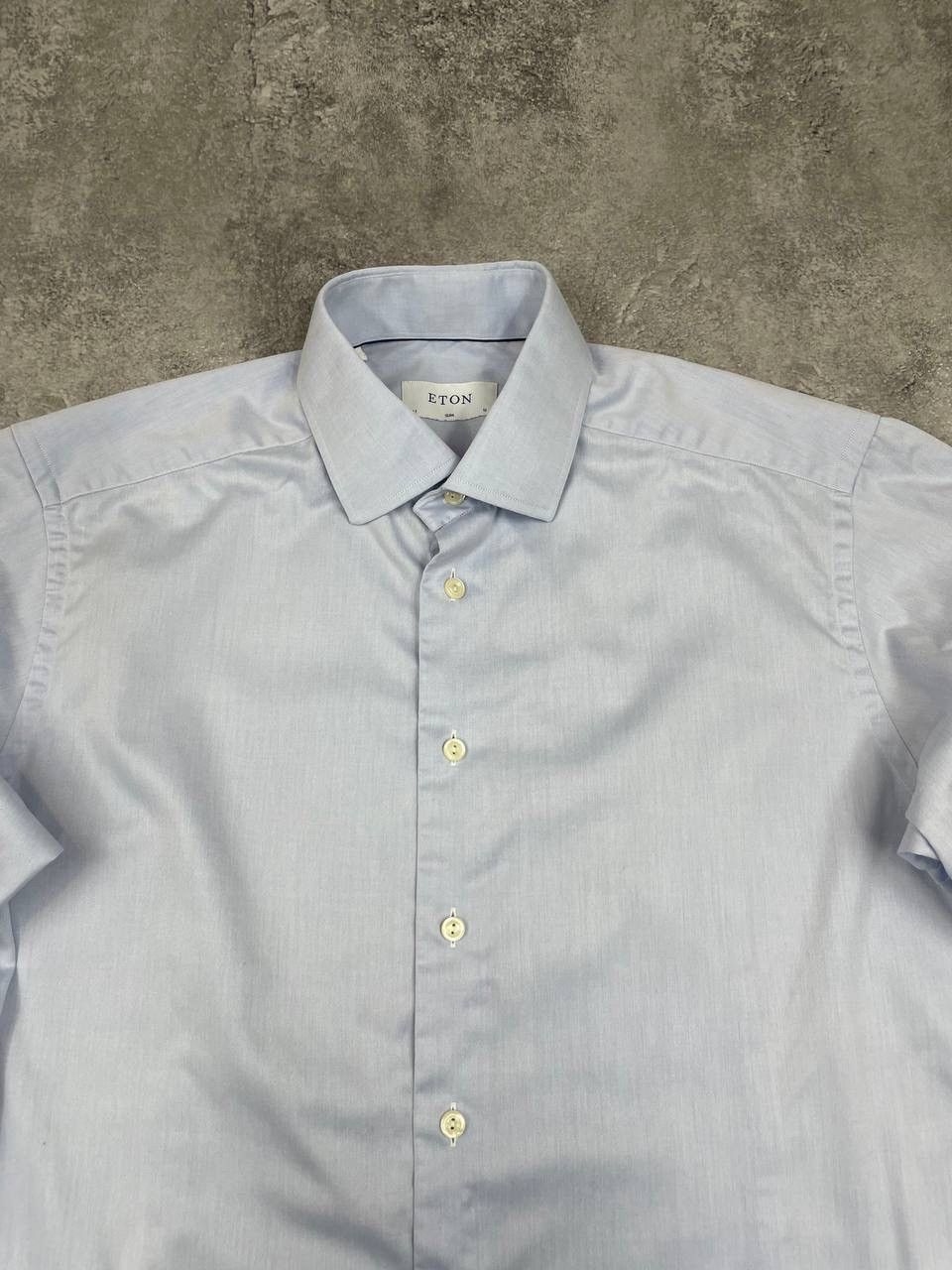 Eton Eton Men Slim Fit Cotton Dress Shirt Light Blue Size S Size US S / EU 44-46 / 1 - 2 Thumbnail