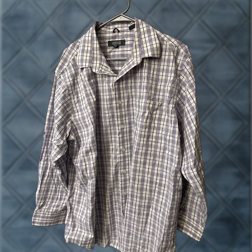 Kenneth Cole VINTAGE Kenneth Cole Reaction Shirt Mens XL Purple Plaid Long Sleeve Button Up Size US XL / EU 56 / 4 - 1 Thumbnail