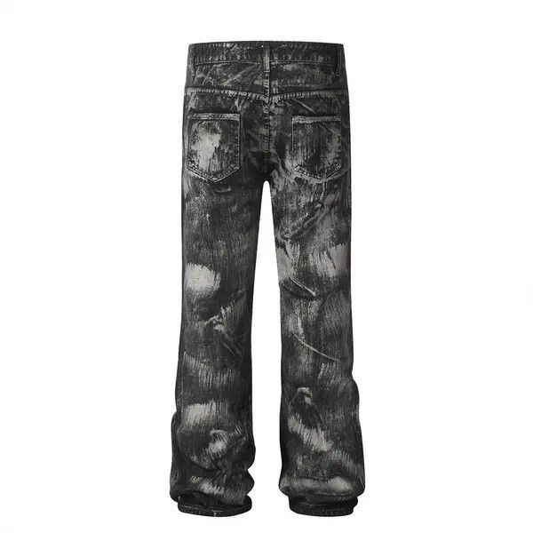 Japanese Brand Men's zippered loose straight-leg punk dirty jeans Size US 32 / EU 48 - 3 Thumbnail