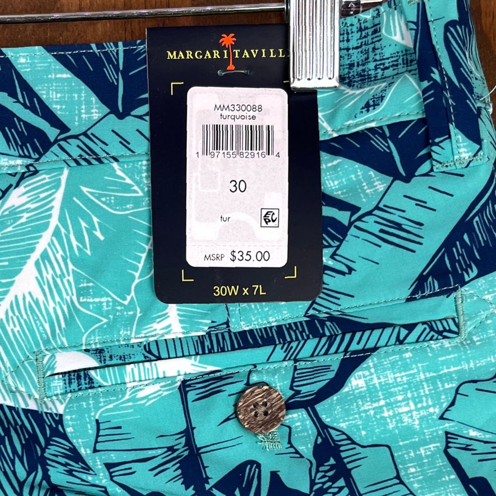 Vintage VINTAGE Margaritaville Mens Shorts Bermuda Casual Beach Turquoise UPF 30+ Quick Dry 4 Way Stretch 30 Mens Size US 30 / EU 46 - 6 Thumbnail