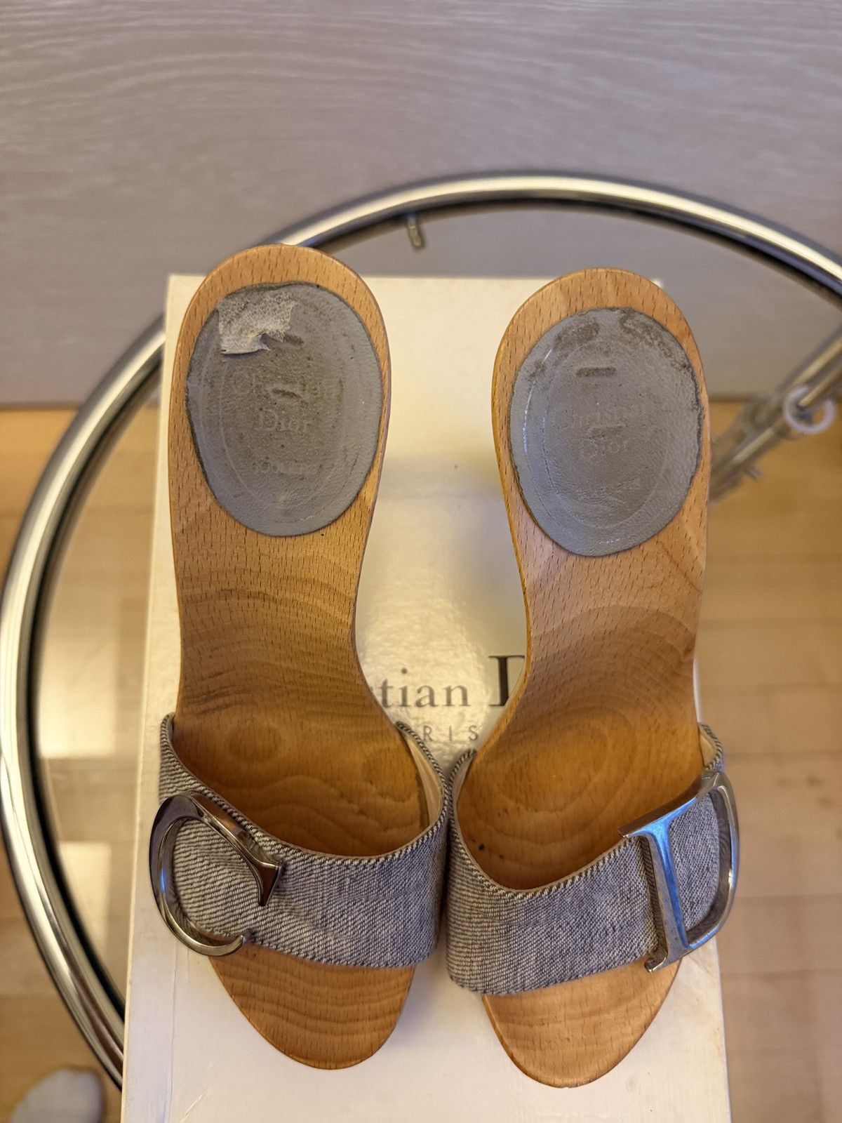 Dior Vintage Christian Dior Wood Sole mule heels Size US 5 / IT 35 - 5 Thumbnail