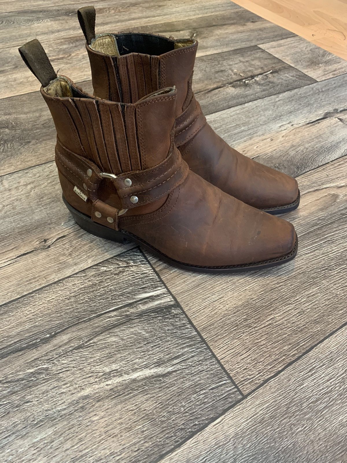 Cowboy Equipment × Stars & Stripes Stars & Stripes Brown Leather Biker Western Cowboy Boots Size US 7.5 / EU 40-41 - 4 Thumbnail