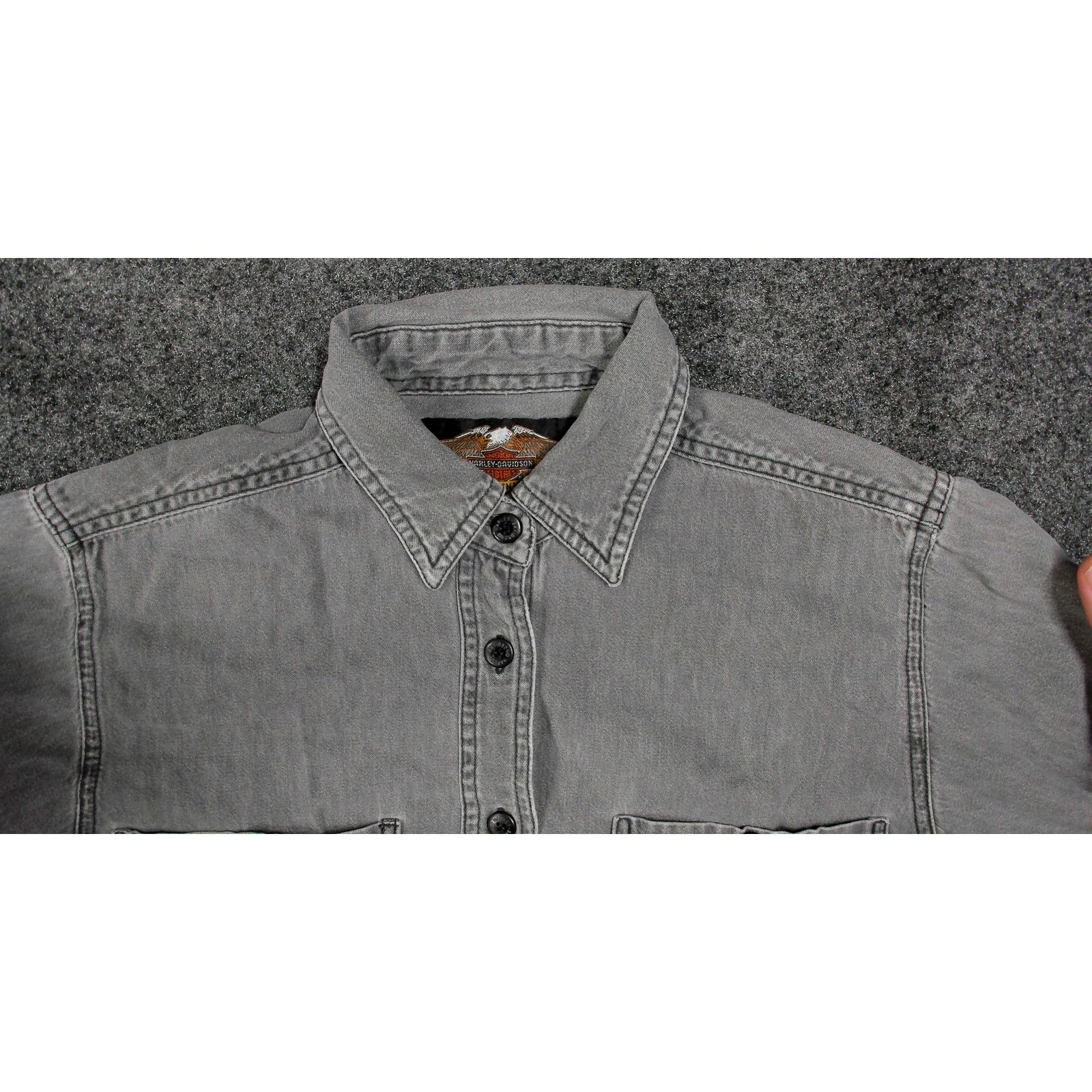 Harley Davidson Harley Davidson VTG Y2K Embroidered Gray Oversized Button Up Size M / US 6-8 / IT 42-44 - 11 Thumbnail