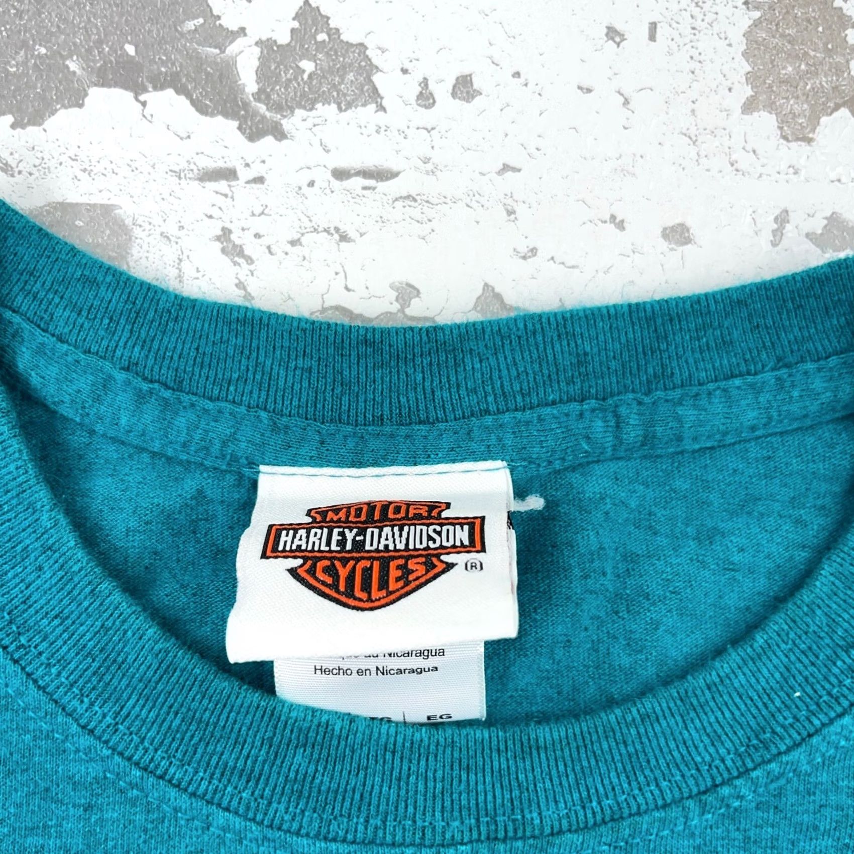 Harley Davidson Harley-Davidson Shirt Men Blue Teal Graphic Print 80s Biker Motorcycle Tee XL Adults Size US XL / EU 56 / 4 - 4 Thumbnail