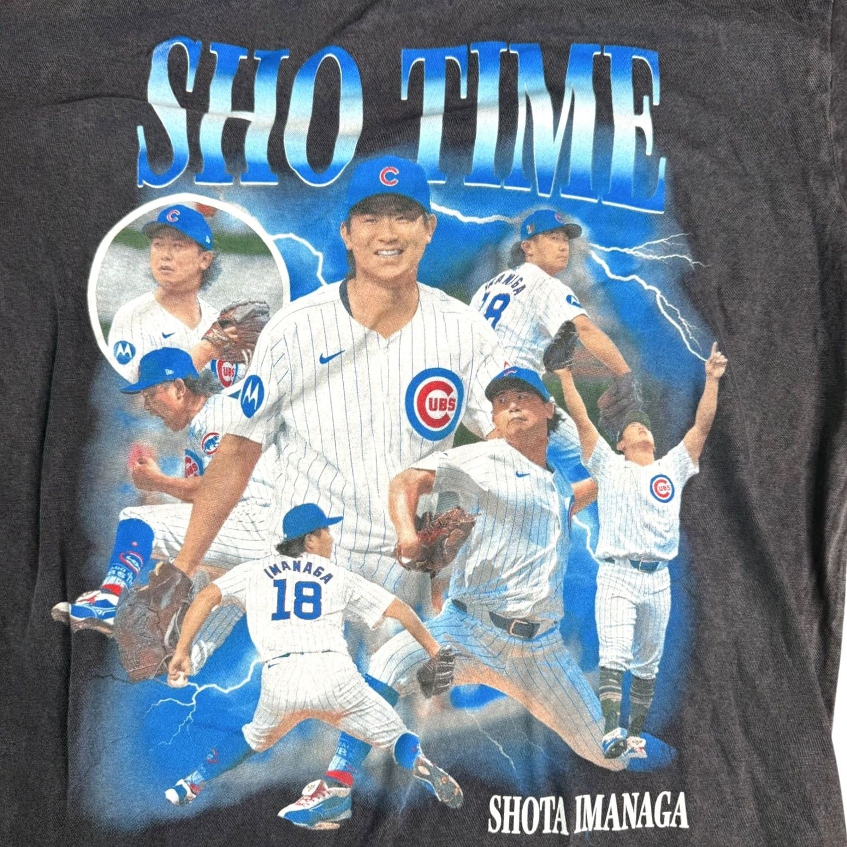 Vintage Lane Seven Cubs Shota Imanaga Sho Time Graphic T-Shirt Baseball Medium Gray Mens T-Shirt Graphic Print Size US M / EU 48-50 / 2 - 3 Thumbnail
