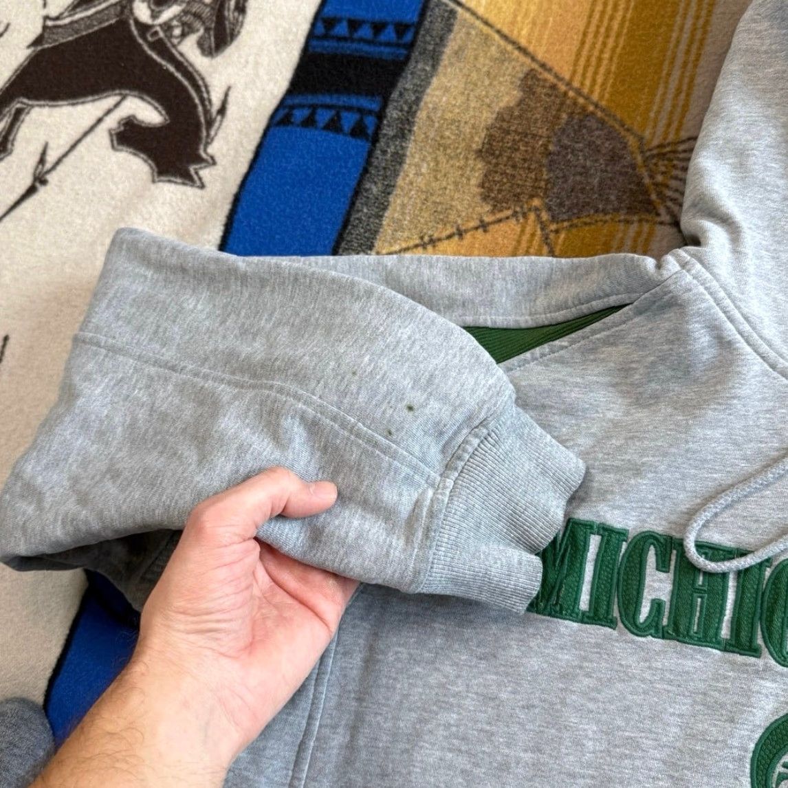 Nike VINTAGE Nike Michigan State Spartans Center Swoosh Hoodie Sweatshirt M Gray Men Pullover Long Sleeve Drawstring 90s Y2K College University Sports Size US M / EU 48-50 / 2 - 6 Thumbnail
