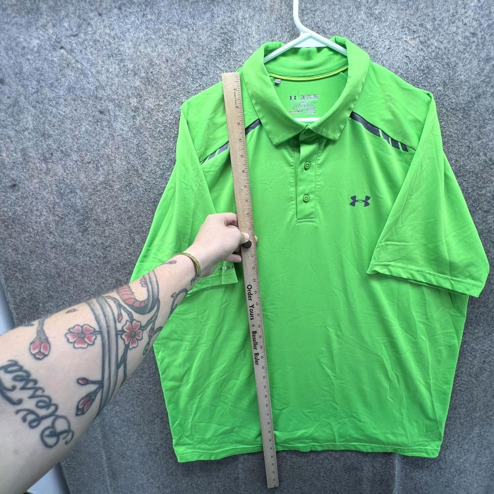 Under Armour Under Armour HeatGear Polo Shirt Mens 2XL Green Solid Golf Performance Short Sleeve Relaxed Fit Shirt Mens 2XL Green HeatGear Polo Size US XXL / EU 58 / 5 - 4 Thumbnail