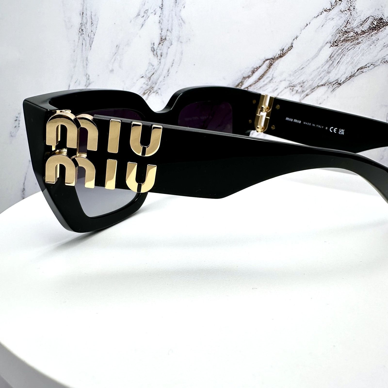 Miu Miu New MIU MIU Sunglasses Black Square Gold Metal Authentic Size ONE SIZE - 22 Thumbnail