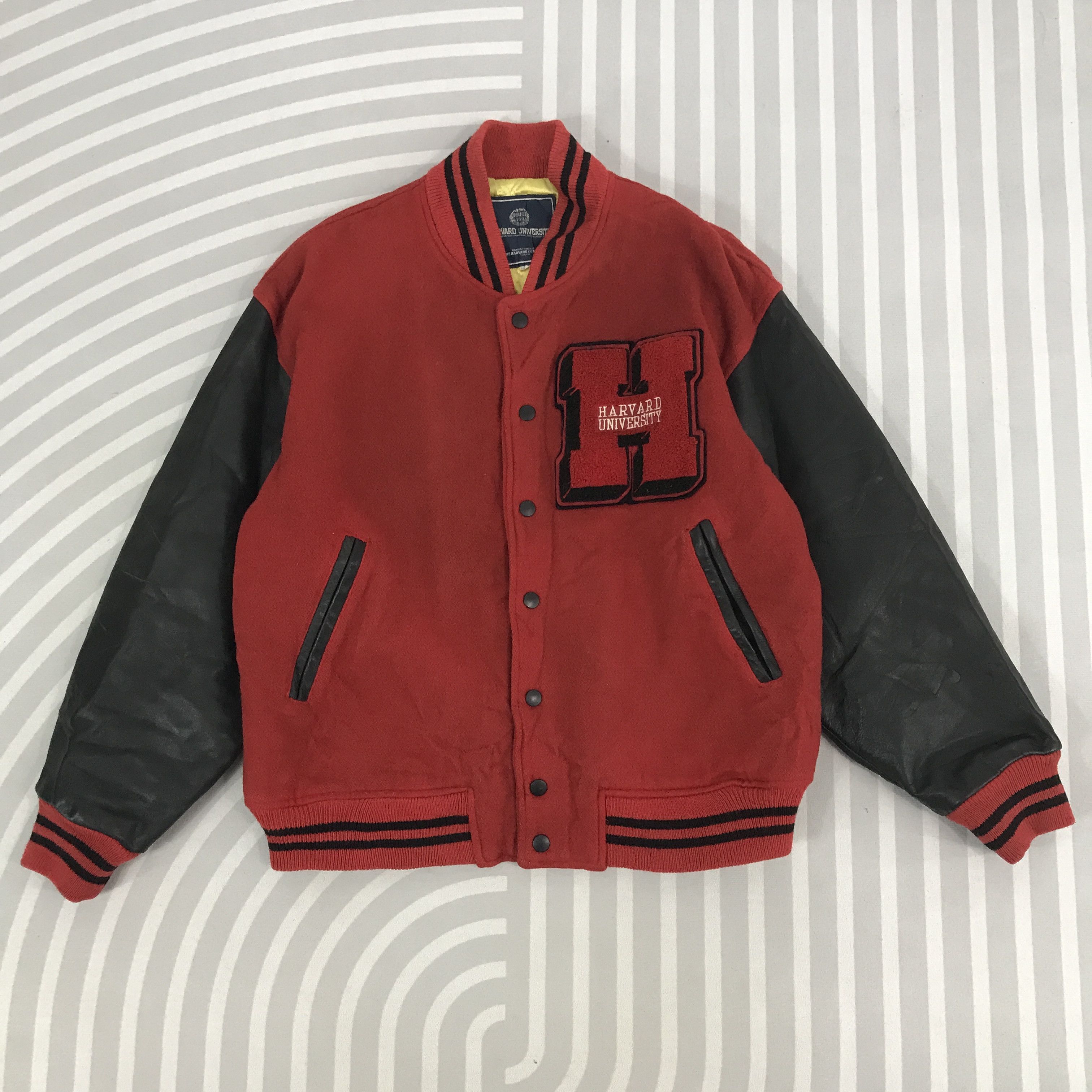 Vintage Harvard University Varsity Jacket sleeve leather