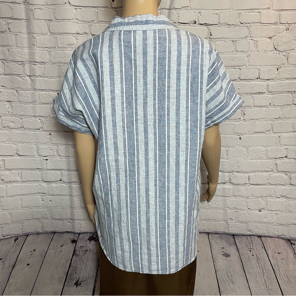 Other NWT New Sigrid Olsen Striped Linen Blend Blue Shirt Size S Size S / US 4 / IT 40 - 6 Thumbnail