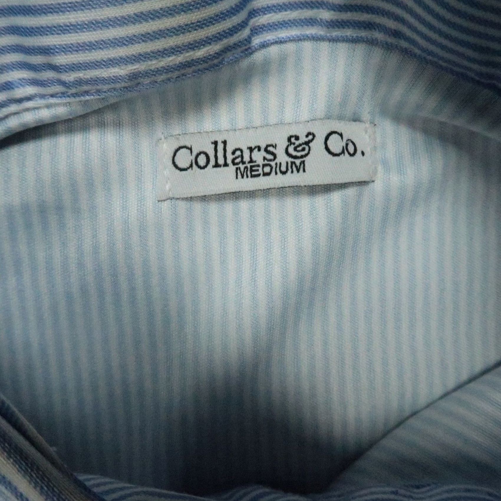 Vintage Collars Co. Shirt Mens Medium Blue Striped Long Sleeve Button-Up Polo Shirt Mens Blue Striped Dress Shirt Size 40R - 3 Thumbnail