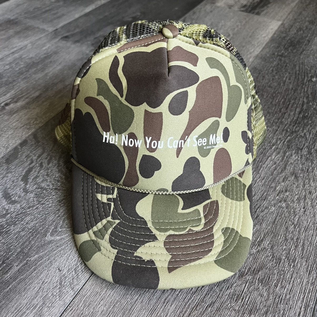 Vintage Vintage 2000s Ha Now You Can’t See Me Camo Print Trucker Hat Size ONE SIZE - 1 Thumbnail