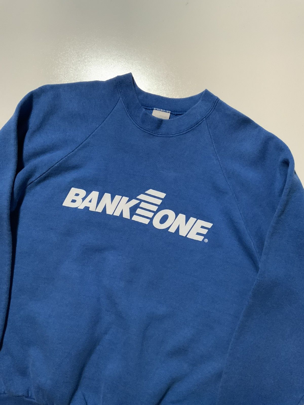 Fruit Of The Loom × Vintage Vintage 80s 90s Bank One 1 50/50 Blue Crewneck Sweatshirt Size US L / EU 52-54 / 3 - 3 Thumbnail