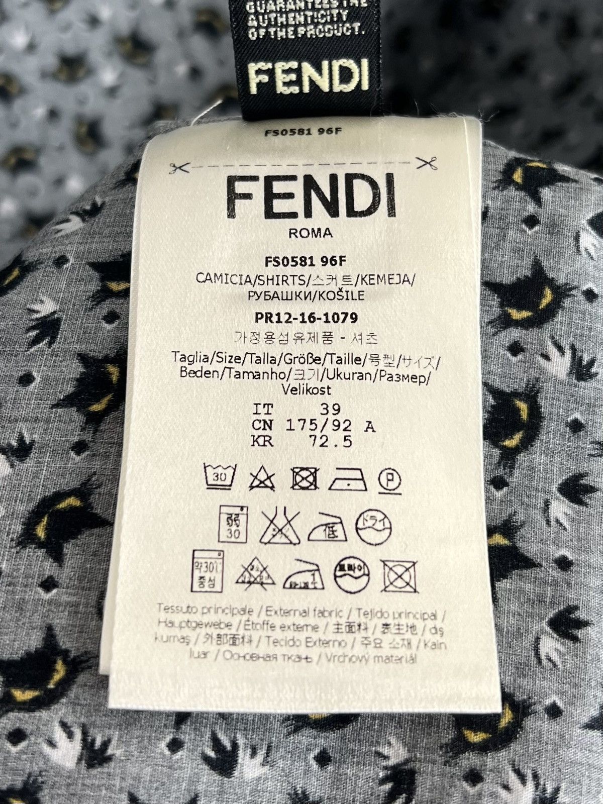 Fendi FENDI ROMA Shirt Button Up Monogram Monster Cat Eyes Pattern Size US S / EU 44-46 / 1 - 15 Thumbnail