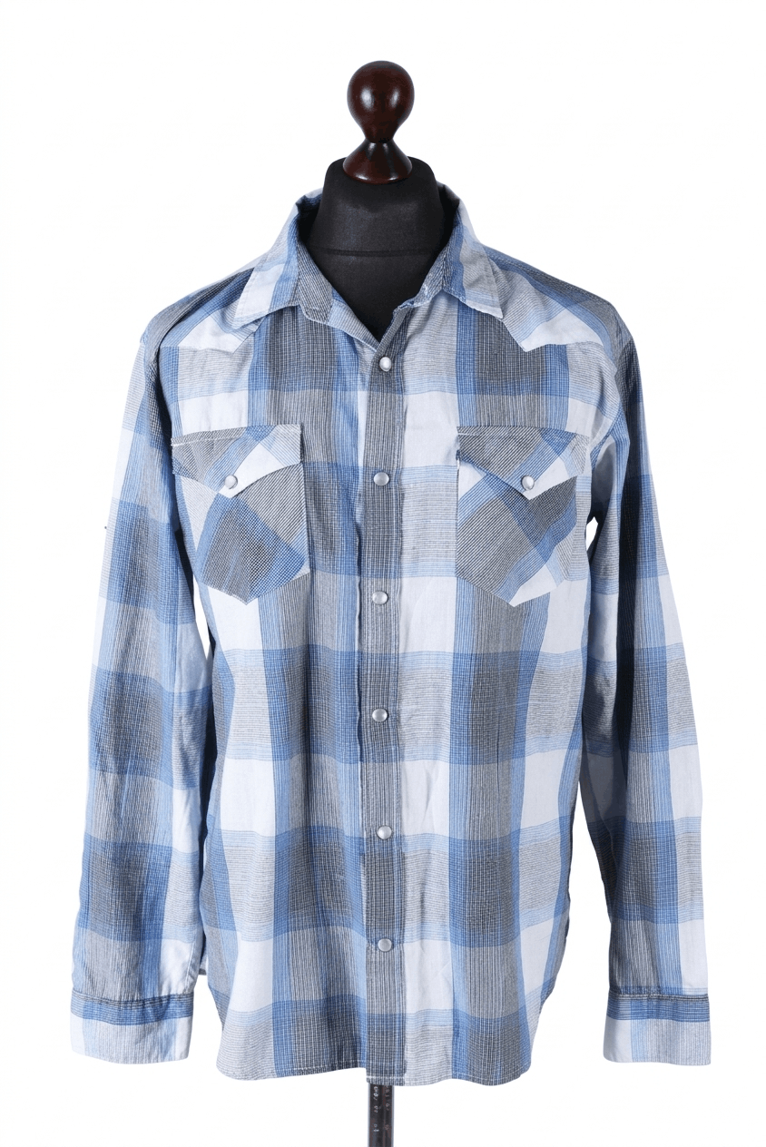 Levi's Levi's Plaid Pearl Snap Western Long Sleeve Shirt Blue White Size US M / EU 48-50 / 2 - 1 Thumbnail