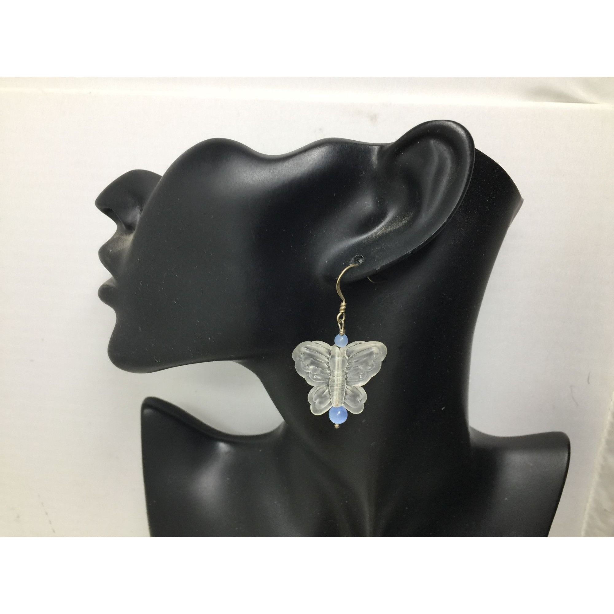 Other Women's Clear Butterfly Dangle Earrings with Blue Beads Size ONE SIZE - 1 Thumbnail