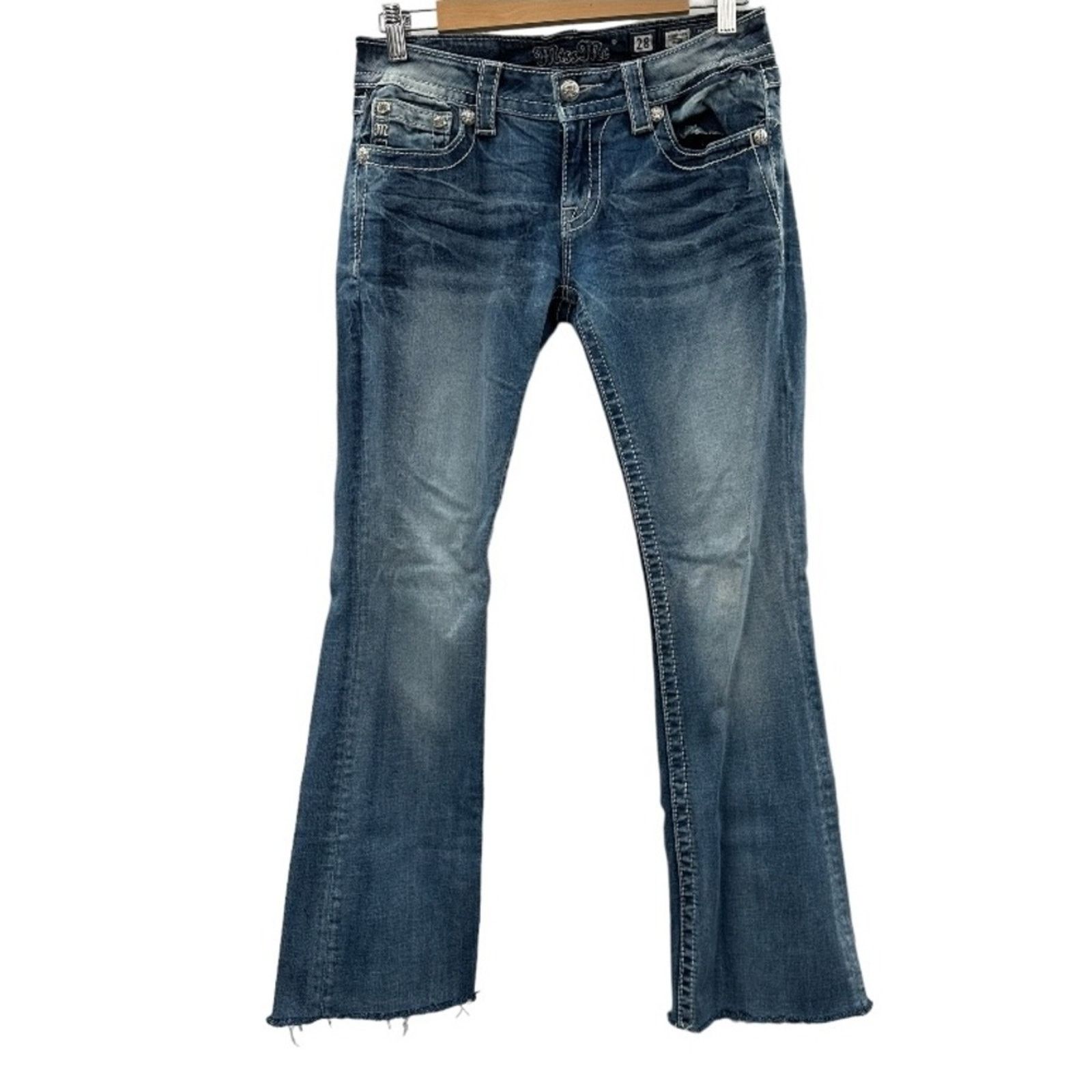 Miss Me Miss Me Fleur De Lis Embroidered Medium Wash Bootcut Jeans Size 28" / US 6 / IT 42 - 2 Thumbnail