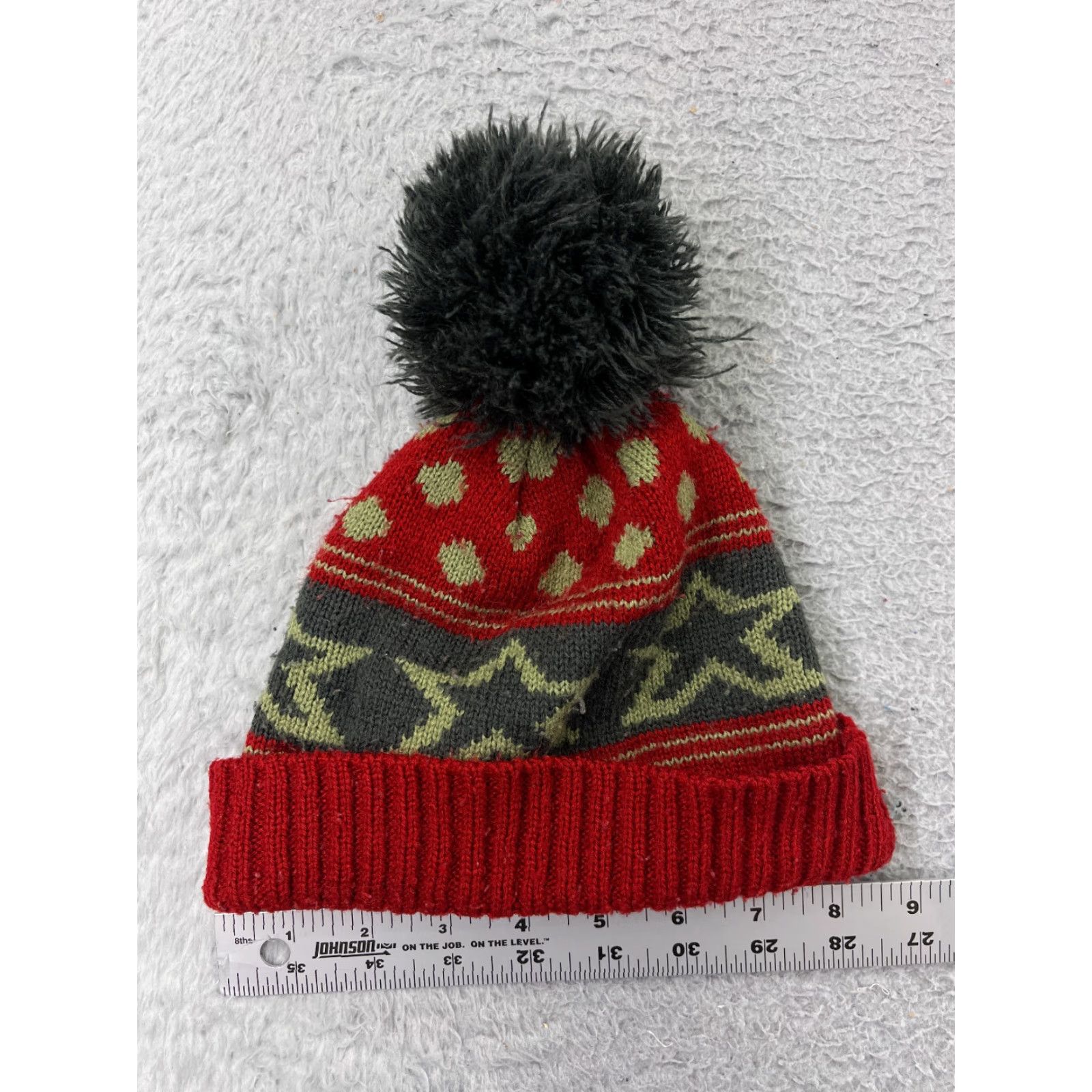 Vintage Red Green Polka Dot Knit Beanie Hat One Size Casual Ski Men Size ONE SIZE - 3 Thumbnail
