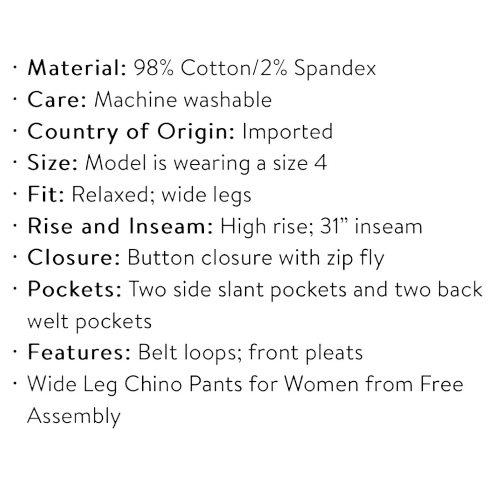 Other Free Assembly - Women's Wide Leg Chino Pants - Green - 4 Size 27" / US 4 / IT 40 - 10 Thumbnail
