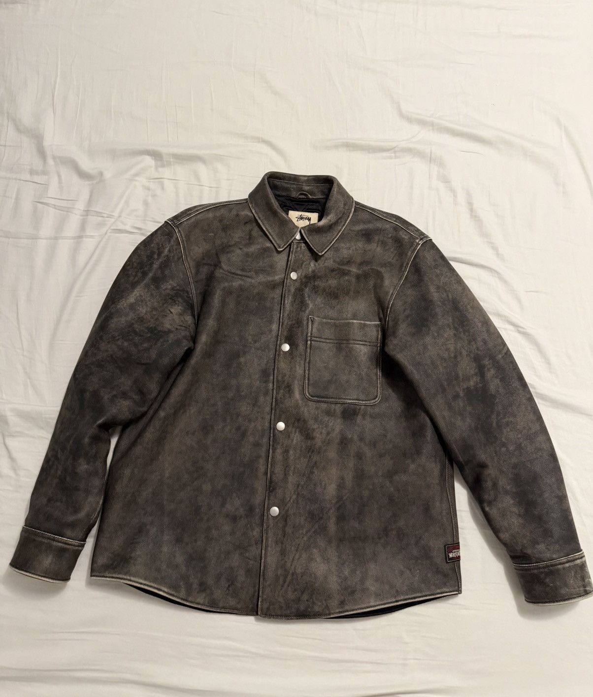 ジャケット・アウター Stussy WALES BONNER LEATHER VARSITY M Stussy x Wales Bonner Leather Varsity Jacket Brown Men's - FW25 - US