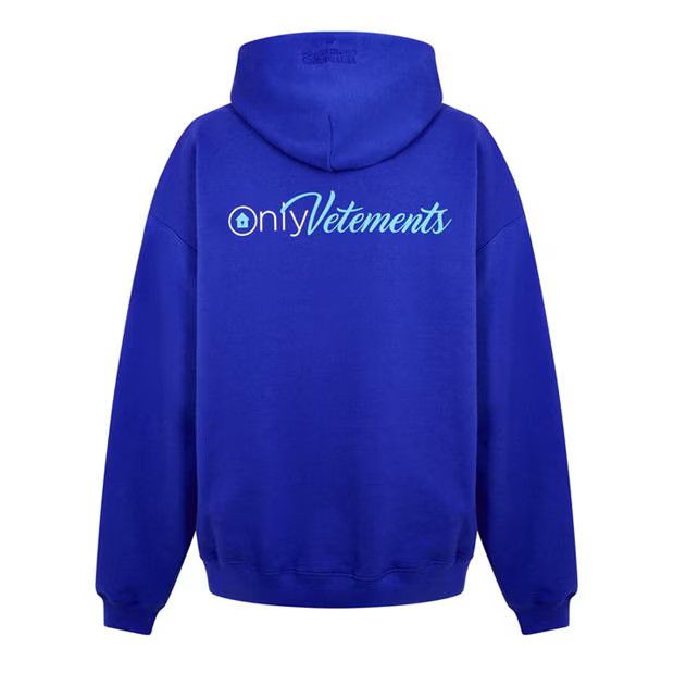 Vetements o1g2r1mq0824 Logo Print Hoodie in Blue Size US M / EU 48-50 / 2 - 2 Thumbnail