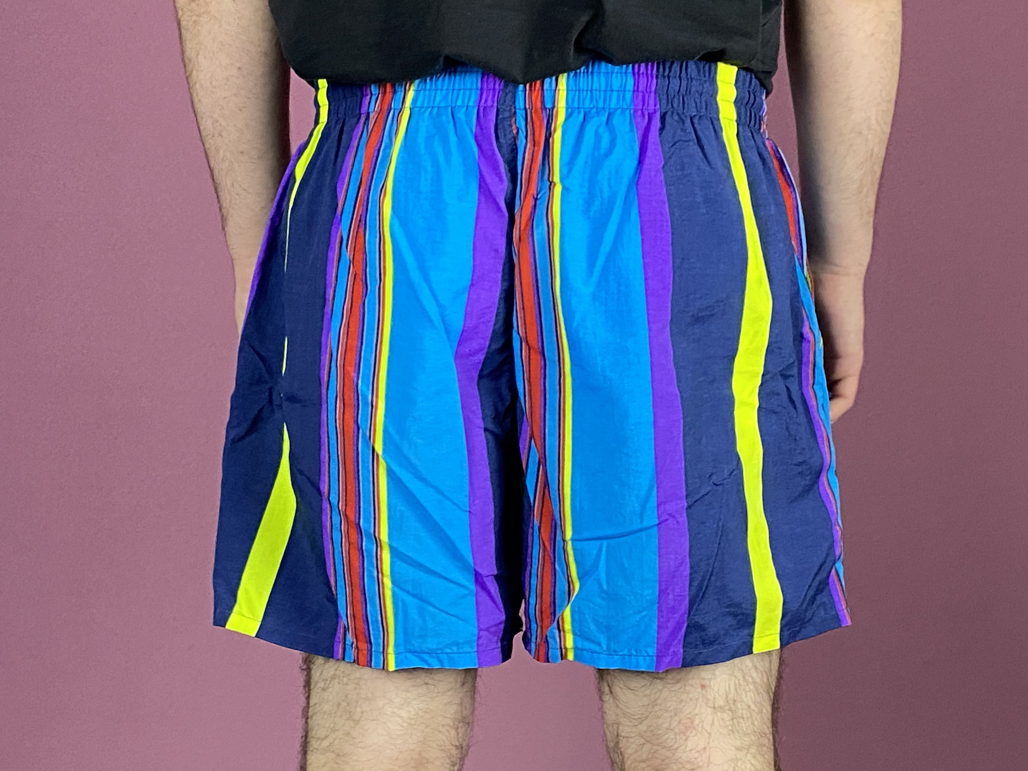 Vintage 90s Vintage Men's Striped Swim Shorts - XXL Size US 36 / EU 52 - 3 Thumbnail