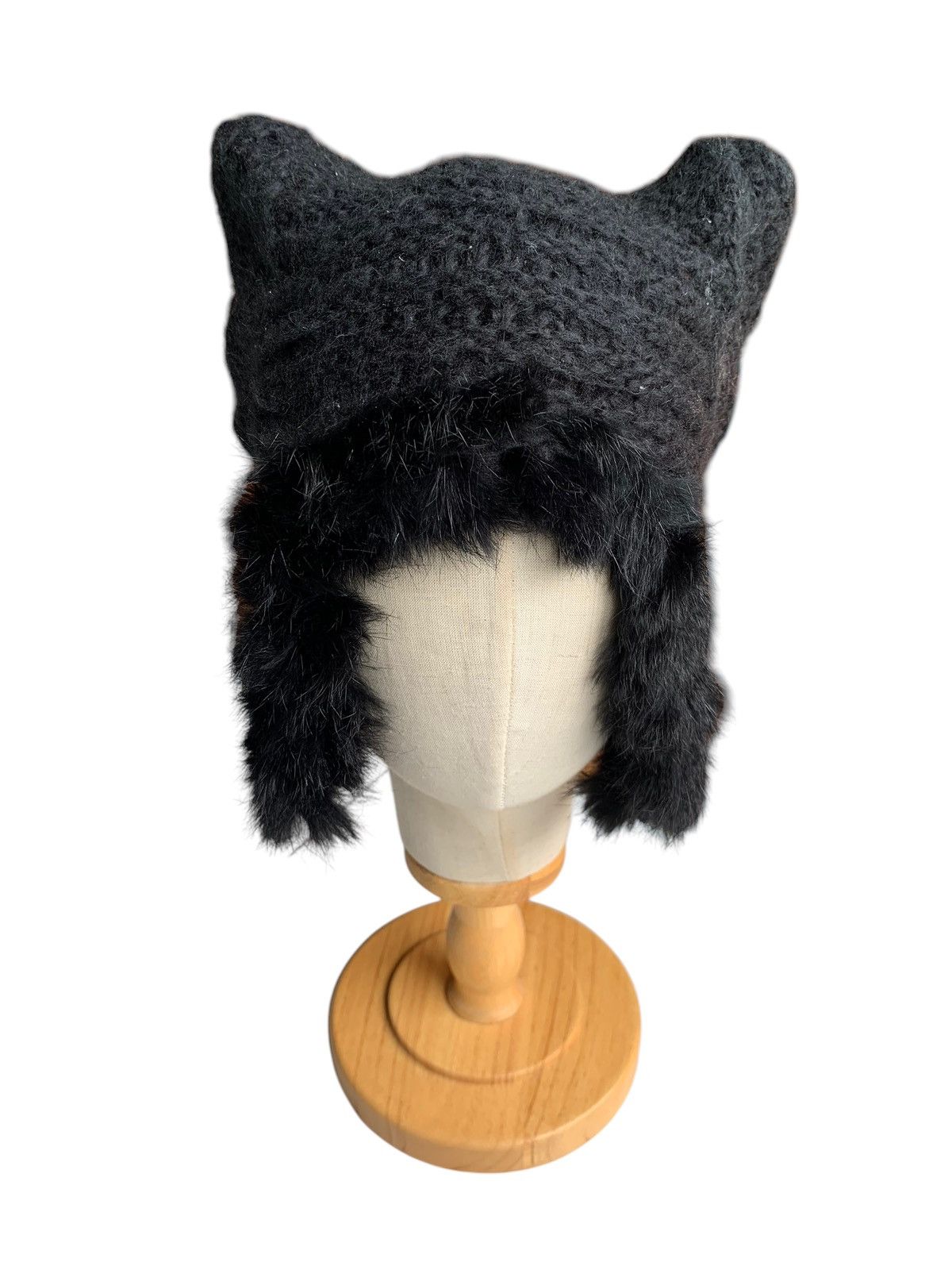 14th Addiction × Vintage Bunny Horn Devil Knitted Crochet Rare Hairy Fur Punk Hat☠️🎌 Size ONE SIZE - 1 Thumbnail