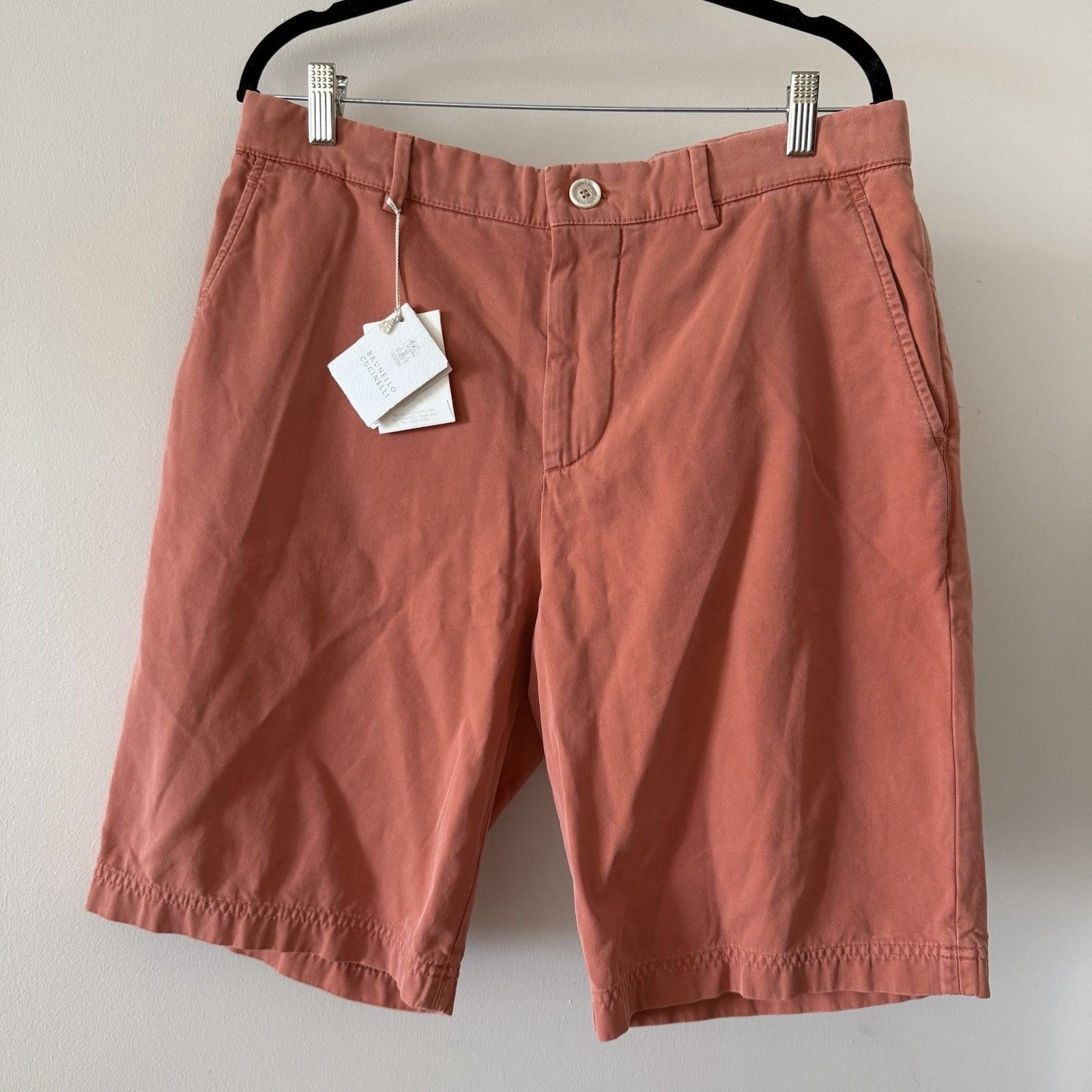 Brunello Cucinelli 595$ BRUNELLO CUCINELLI MEN'S SHORTS 100% COTTON ORANGE SIZE Size US 38 / EU 54 - 2 Thumbnail
