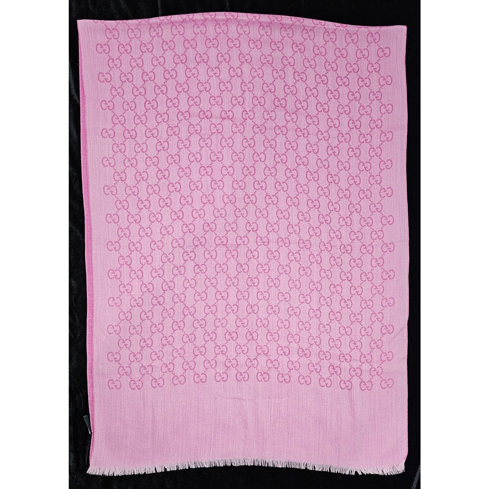 Hermes GUCCI Pink Jacquard Logo GG Wool Silk Scarf Size ONE SIZE - 7 Thumbnail