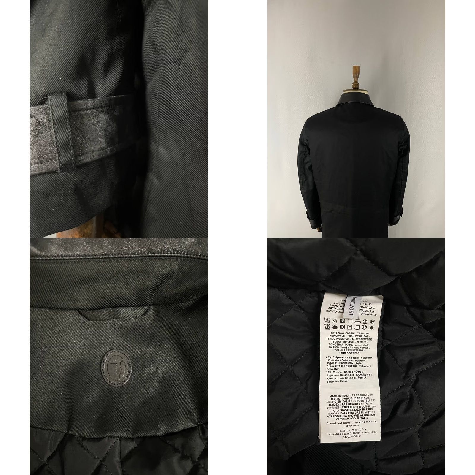 Trussardi Trussardi Coat Mens Trench Black 42 Regular Coat Breadth Button Front Pocket Mid-Length Long Sleeve Jacket Size US XL / EU 56 / 4 - 9 Thumbnail
