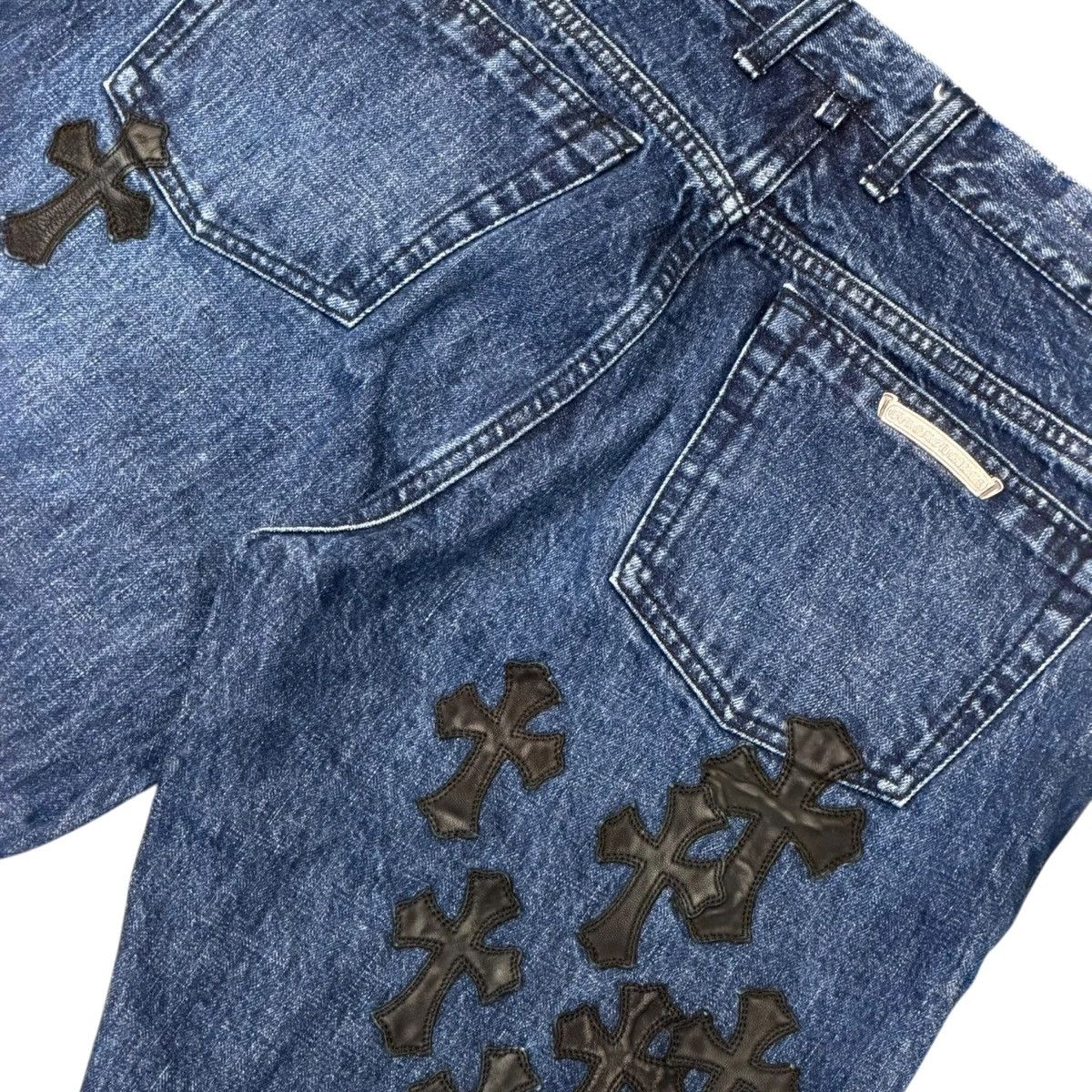 Chrome Hearts Fleur Knee Black Cross Patch Denim Jeans Size US 36 / EU 52 - 4 Thumbnail