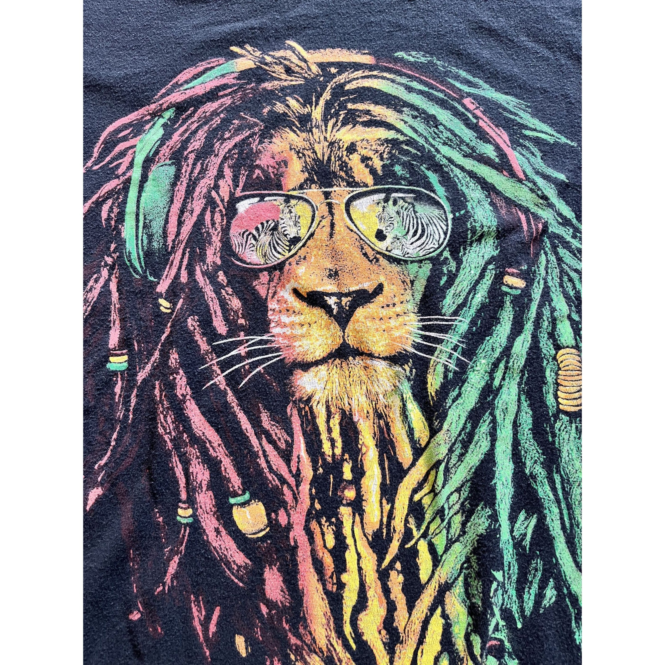 Vintage Rasta Reggae Lion Dreads San Antonio Zoo Black Tshirt Mens S Size US L / EU 52-54 / 3 - 4 Thumbnail