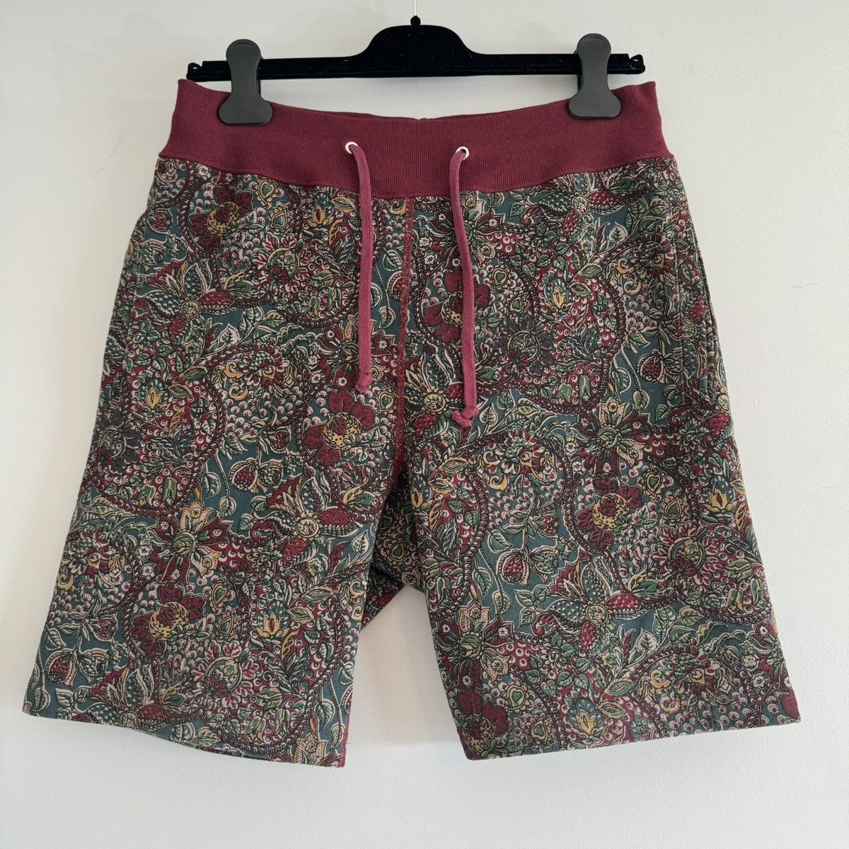 image of 2011 Supreme Paisley Sweat Shorts Burgundy Maroon, Men's (Size 30)