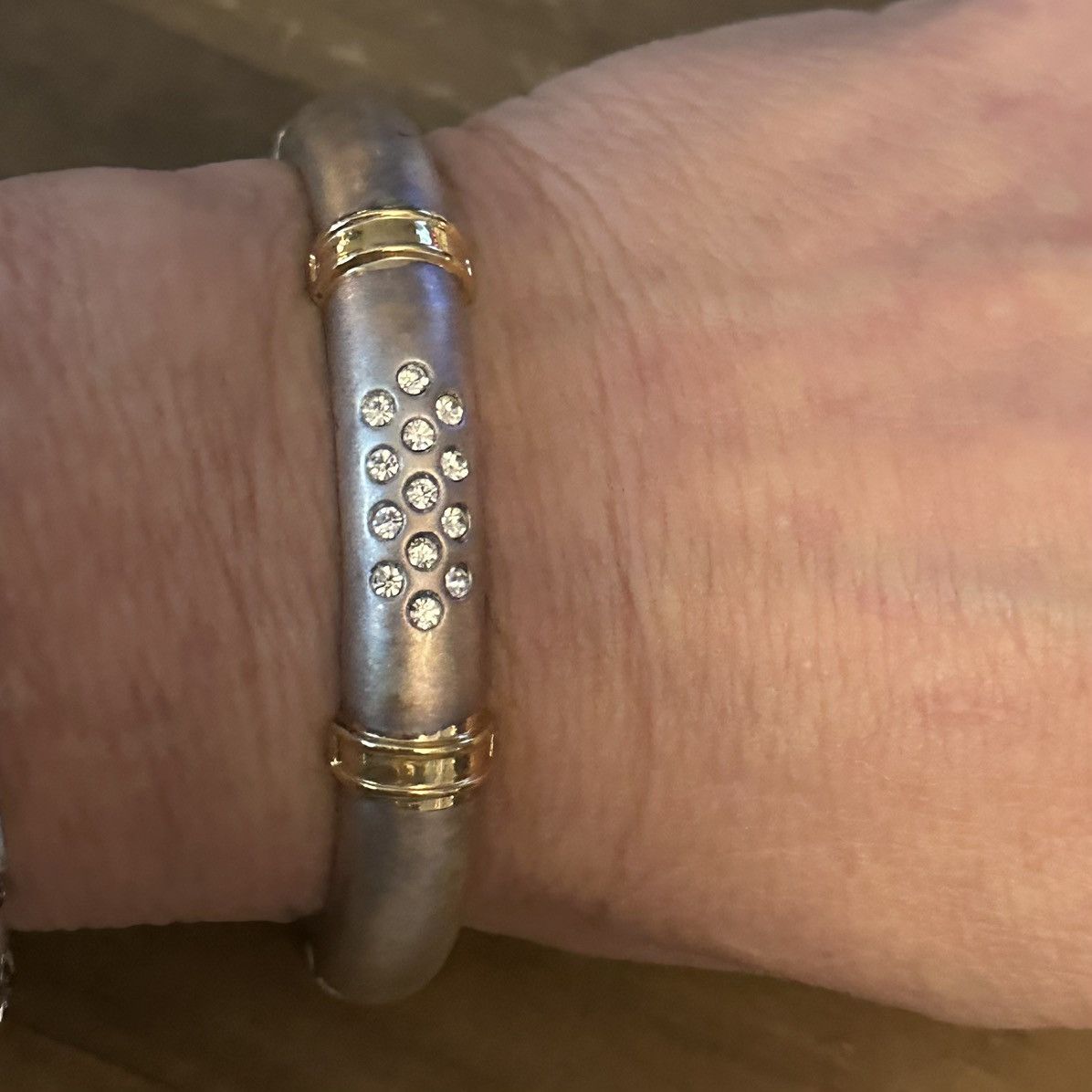 Vintage Vintage two tone rhinestone hinged bangle bracelet Size ONE SIZE - 2 Thumbnail