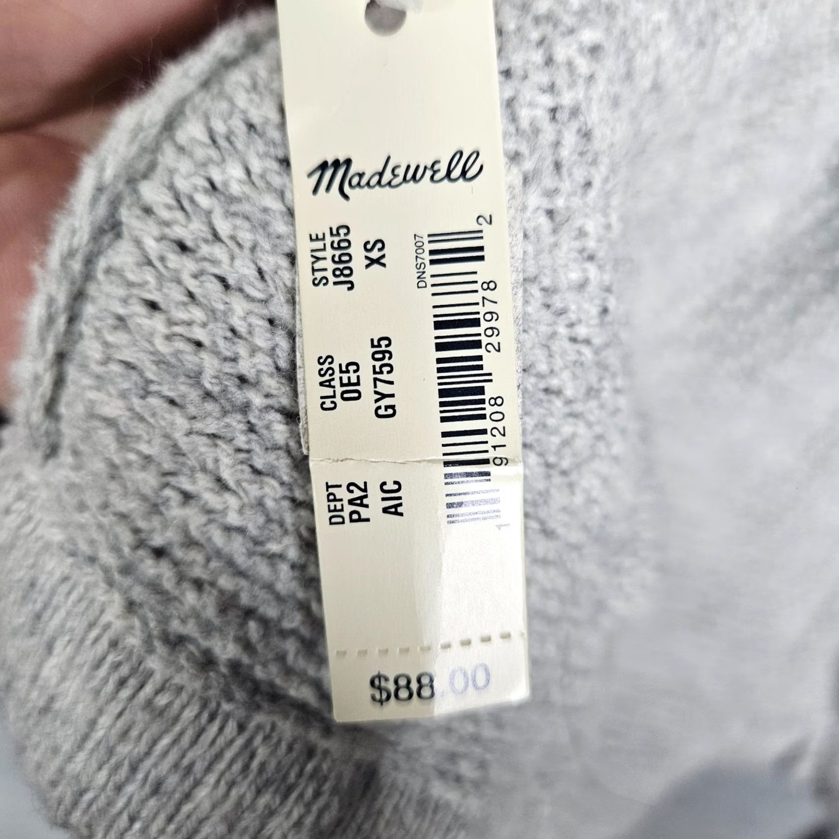Madewell Madewell Cardigan Gray Open Front Tie Waist Long Sleeve XS Womens Sweater Knit Cotton Viscose Regular Casual Modern 90s Theme Open Front Tie Waist Size XS / US 0-2 / IT 36-38 - 3 Thumbnail