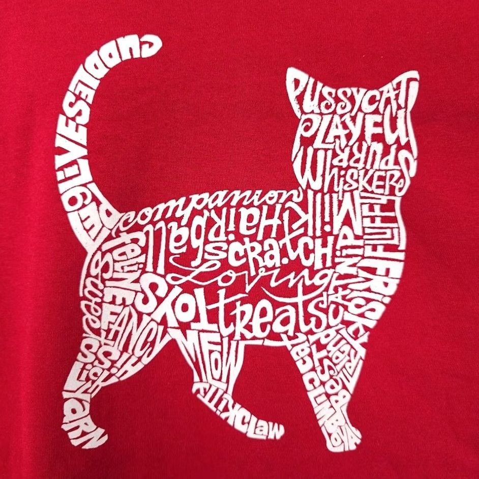 Gildan VINTAGE Cat T Shirt Mens Size 3XL Red Word Pop Art Tee Size US XXL / EU 58 / 5 - 3 Thumbnail
