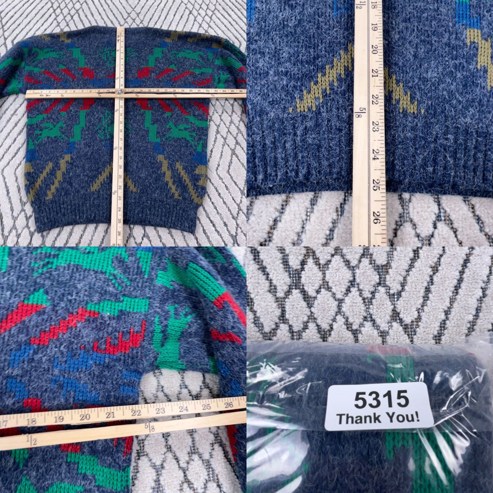 Vintage VINTAGE Sweaters Crew Neck Heavy Knit Pullover Sweater Men Large Blue Aztec Tribal Geometric Modern Size US L / EU 52-54 / 3 - 8 Thumbnail