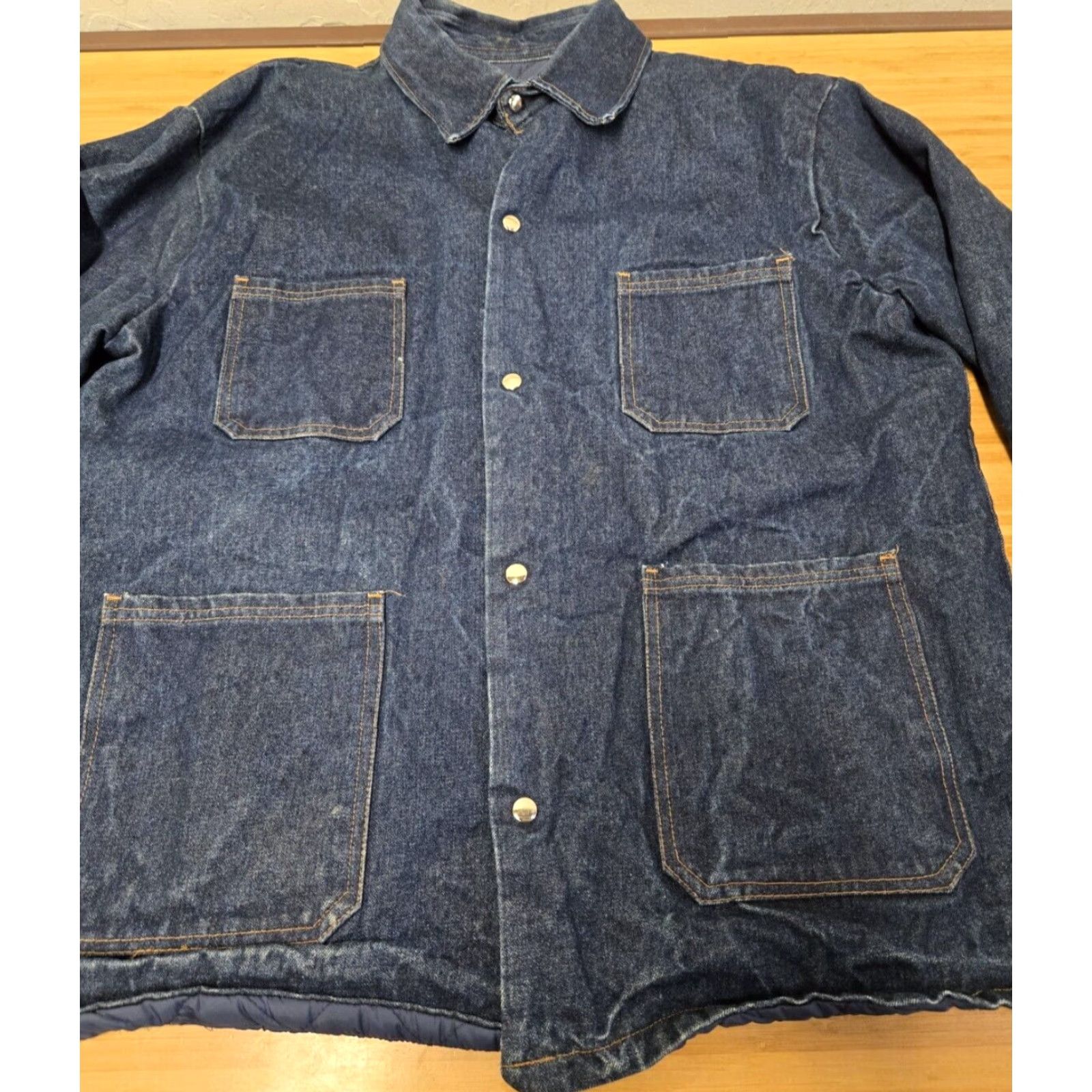 Vintage VINTAGE Silver State Industries Denim Jacket Barn Chore Coat Quilt Lining XL Blue Men Overcoat Jacket Size US XL / EU 56 / 4 - 3 Thumbnail