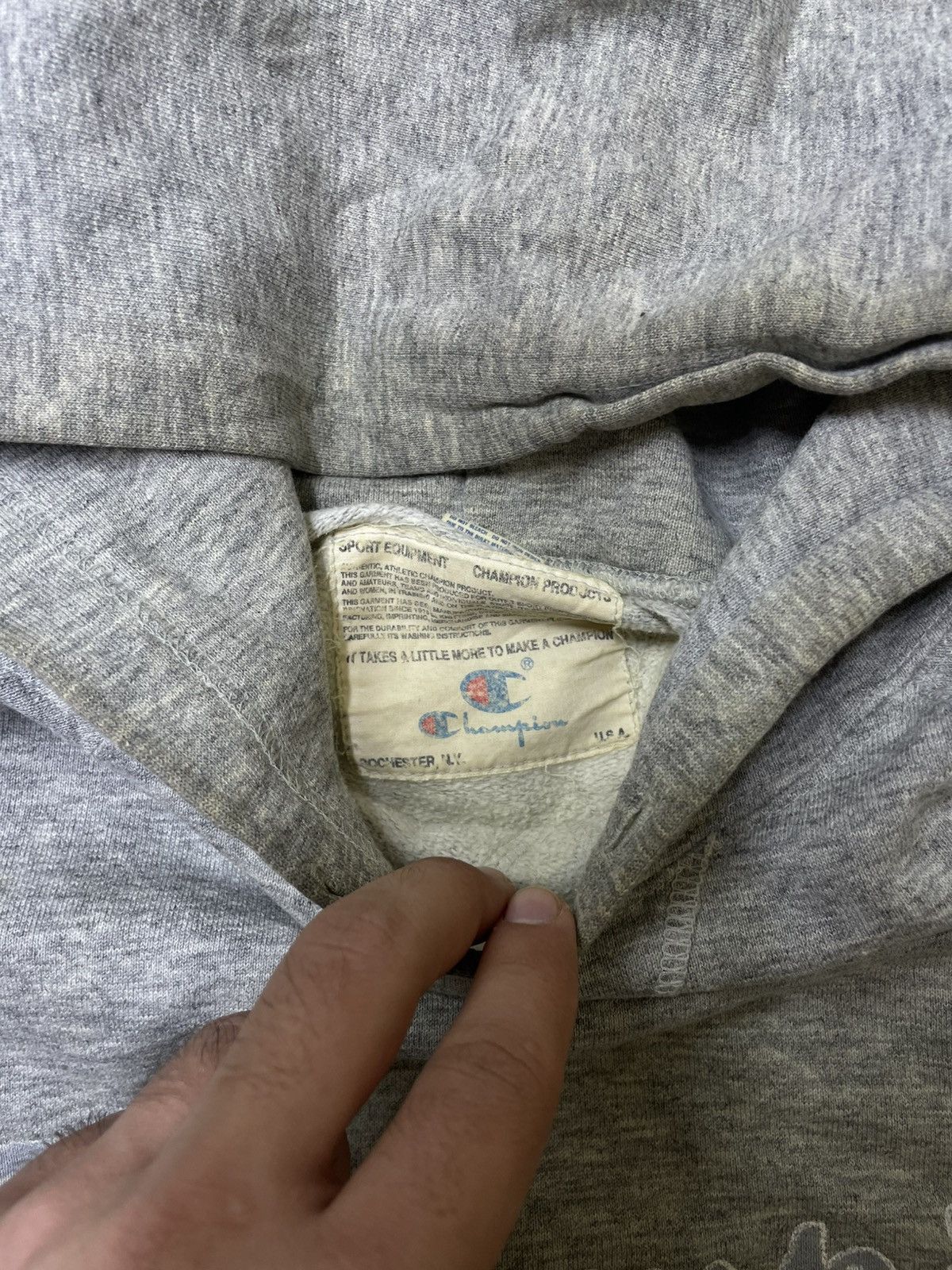 Champion × Vintage Y2K Skull Vintage Champion Script Logo Hoodie - Grey Size US XL / EU 56 / 4 - 4 Thumbnail