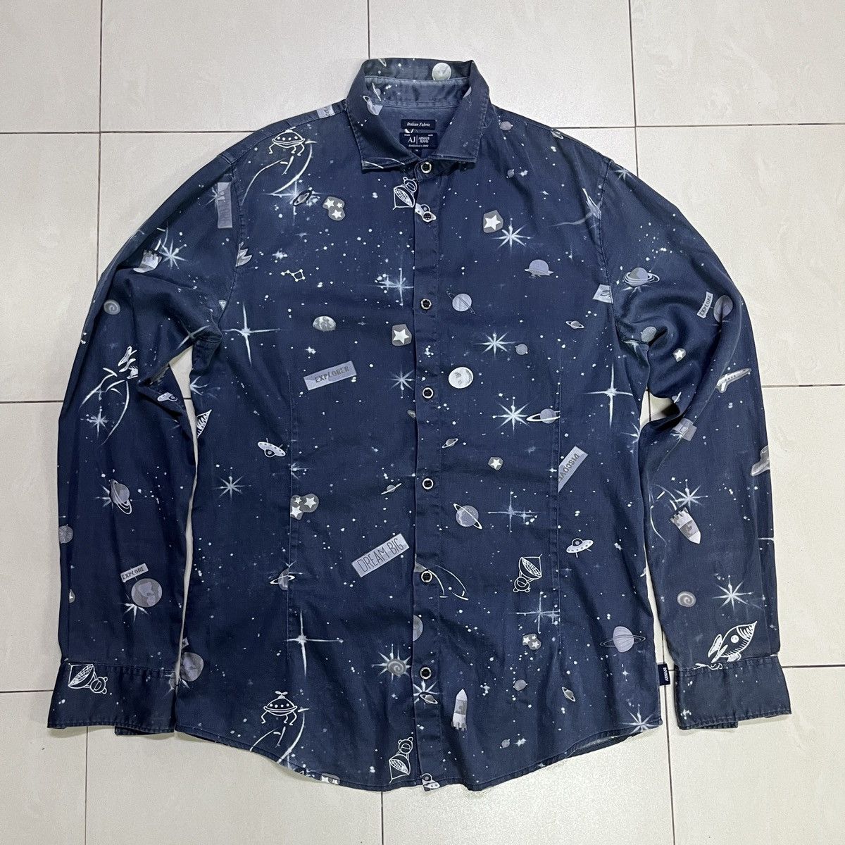 Armani × Giorgio Armani × Vintage Armani Space Exploration Button Up Shirt Size US S / EU 44-46 / 1 - 3 Thumbnail