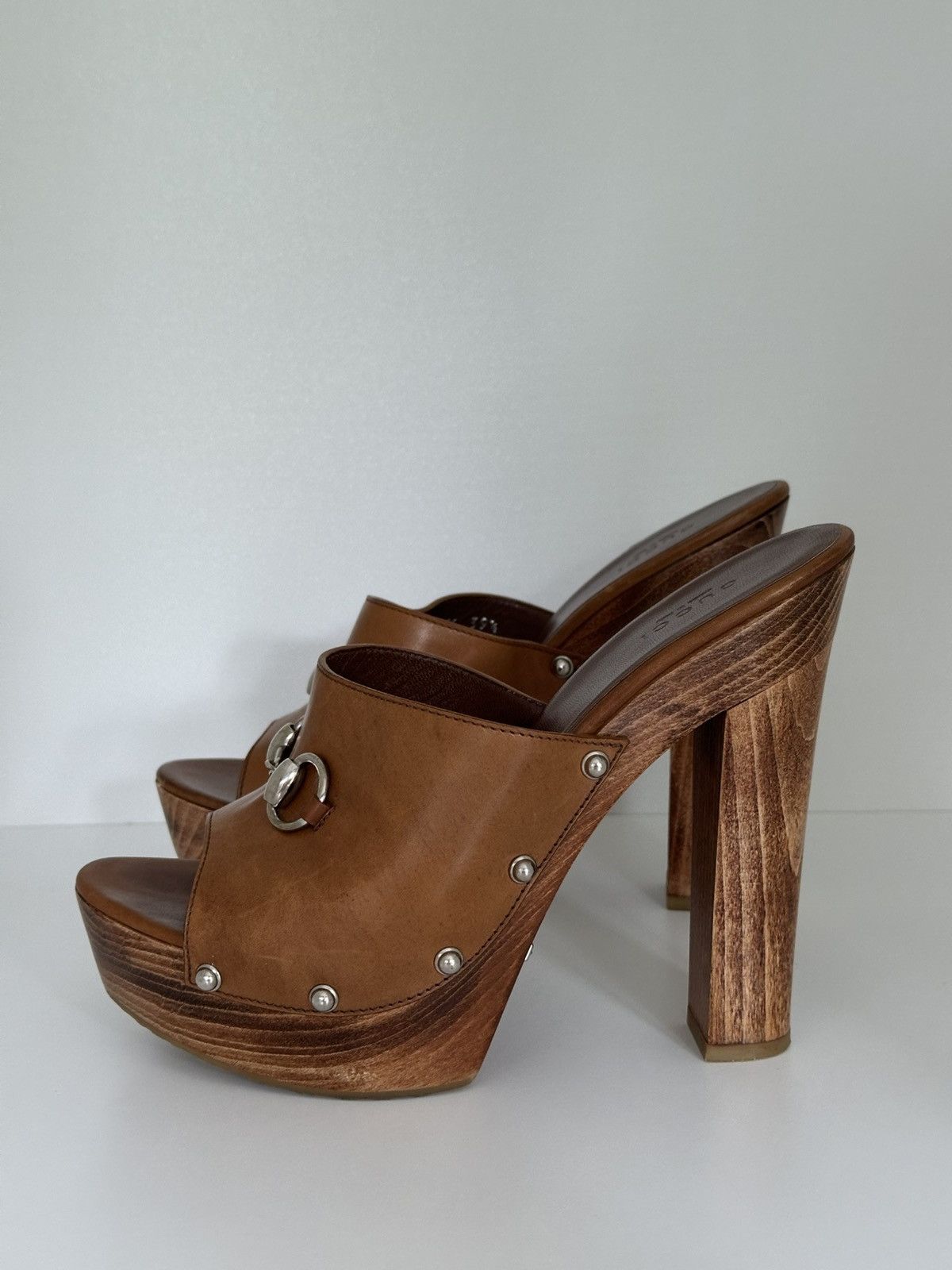 Gucci Leather Clogs Horsebit Shoes in Brown, Women's (Size 8.5)