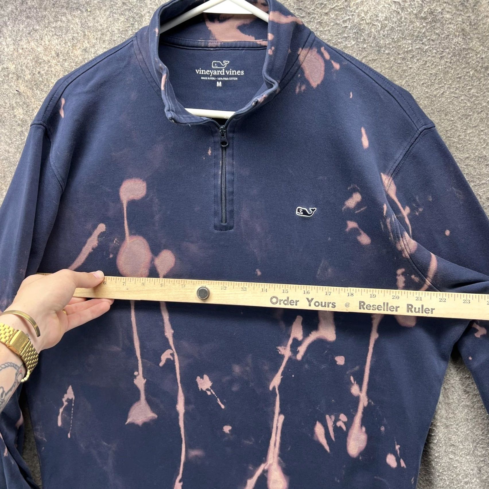 Vineyard Vines Vineyard Vines Quarter Zip Sweatshirt Mens M Navy Bleach Dye Pullover Size US M / EU 48-50 / 2 - 6 Thumbnail