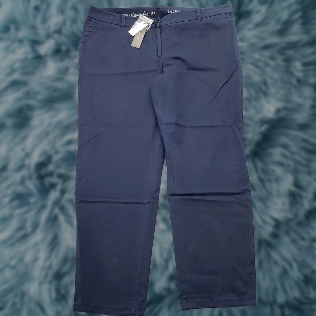 Talbots Talbots The Weekender Pants Womens 14P Navy Stretch Flat Front Straight Leg Size 36" / US 14 / IT 50 - 1 Thumbnail