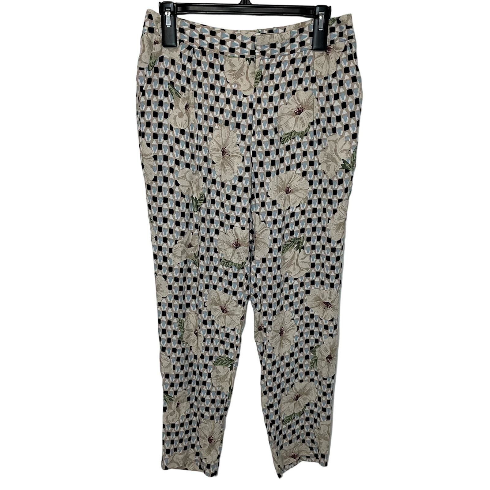 Zara Zara Floral Geometric Pants S Womens Tapered Pockets Career Size 30" / US 8 / IT 44 - 1 Thumbnail