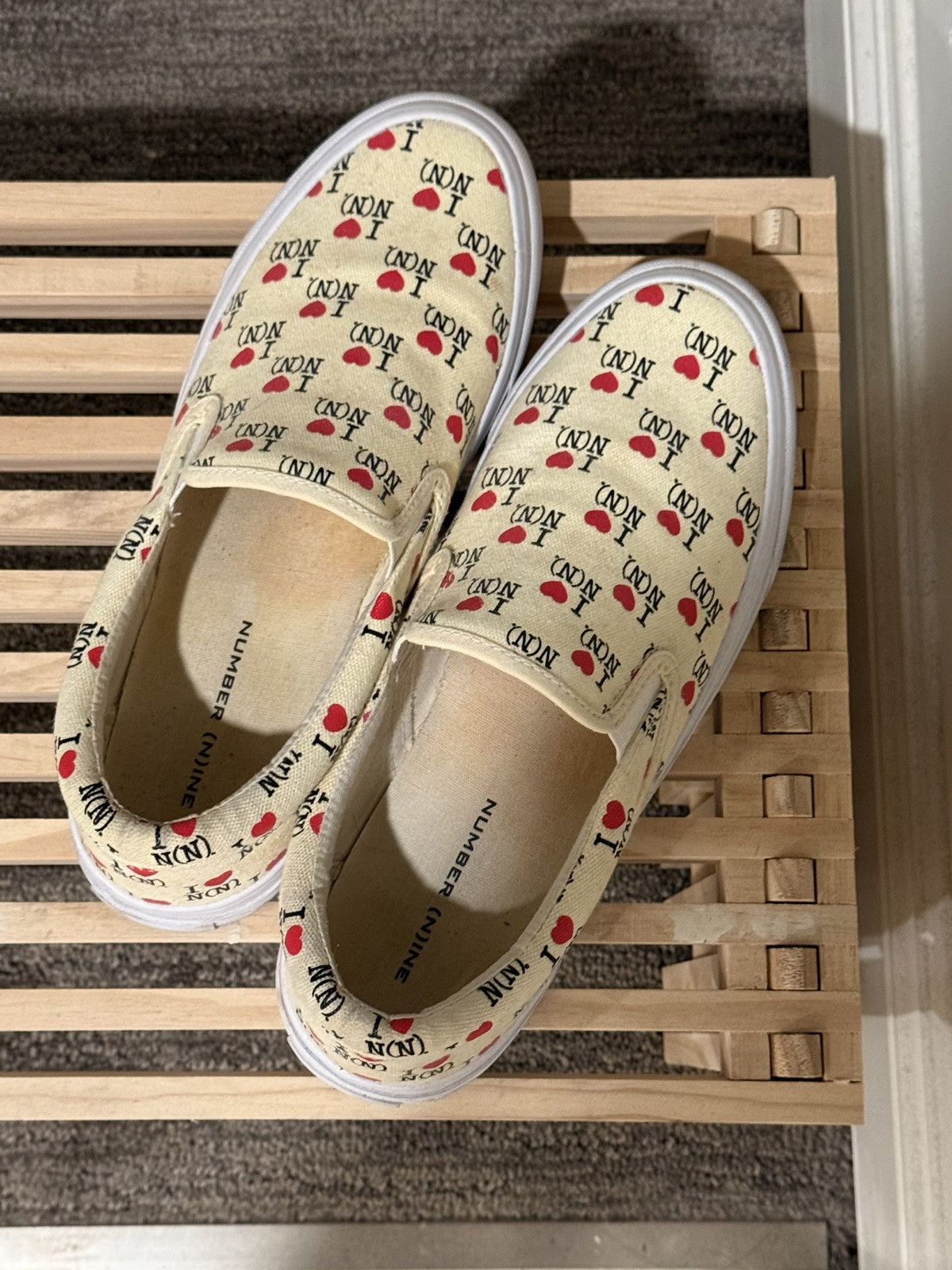 Number (N)ine I❤️N(N) Cream Slip On Sneakers Size US 7.5 / EU 40-41 - 6 Thumbnail