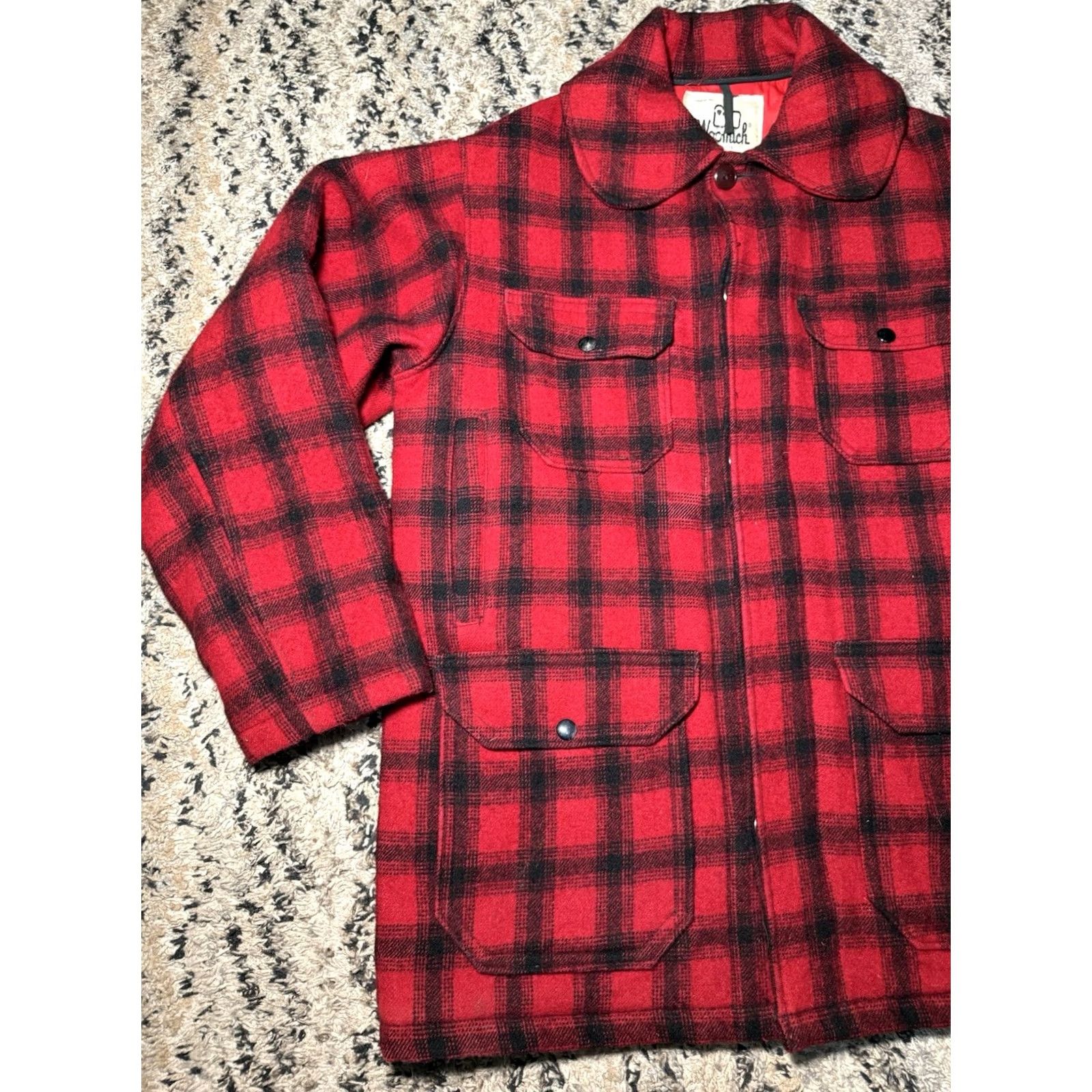 Vintage VINTAGE Woolrich Mackinaw Wool Red Buffalo Plaid Hunting Jacket Mens Size 38 Size US XXS / EU 40 - 3 Thumbnail