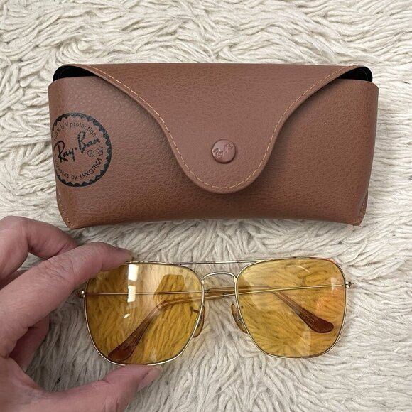 RayBan Vintage 60s/70s B&L Ambermatic Yellow Sunglasses - 58mm Size ONE SIZE - 1 Thumbnail